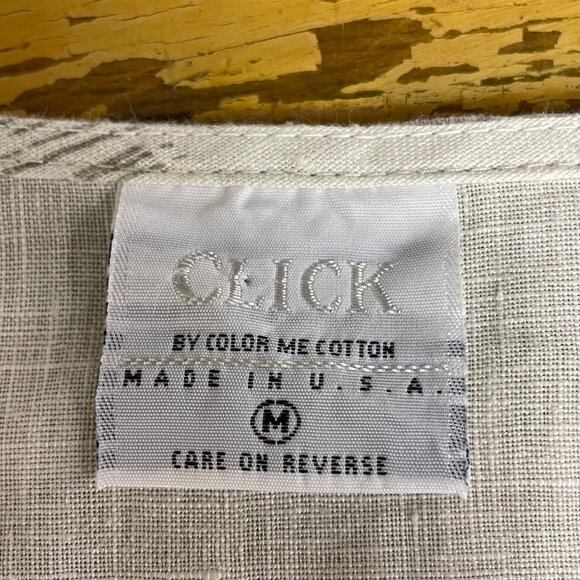 Click Color Me Cotton Linen Abstract Button Down Top Tie Front Sz MED Lagenlook - Picture 6 of 7